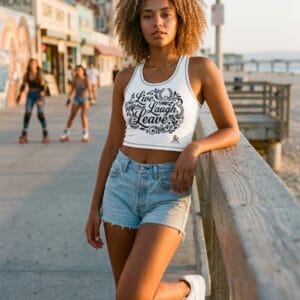 Live laugh leave crop top — women's graphic crop top by Bing & Ash