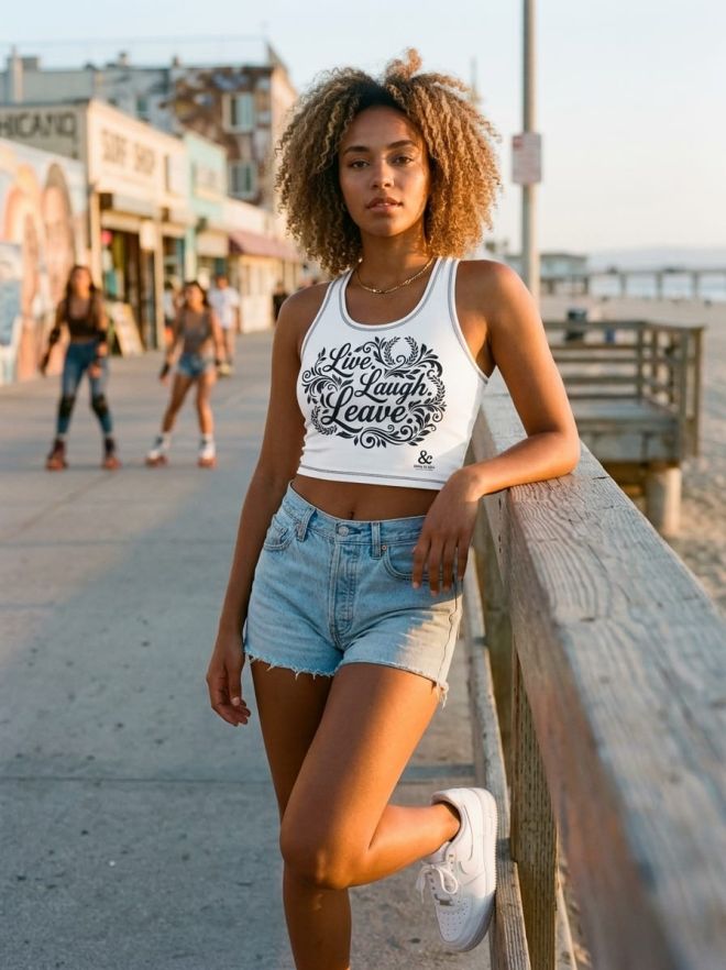 Live laugh leave crop top — women's graphic crop top by Bing & Ash